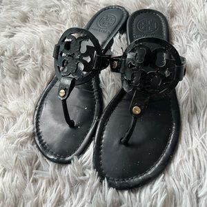 Tory Burch Miller Sandal Black Patent Leather